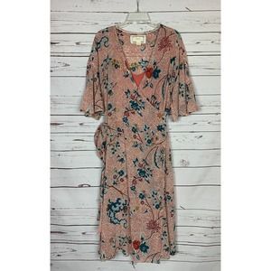 Maeve By Anthropologie Women' L Large Red Floral Cute Adelaide Wrap Dress $148